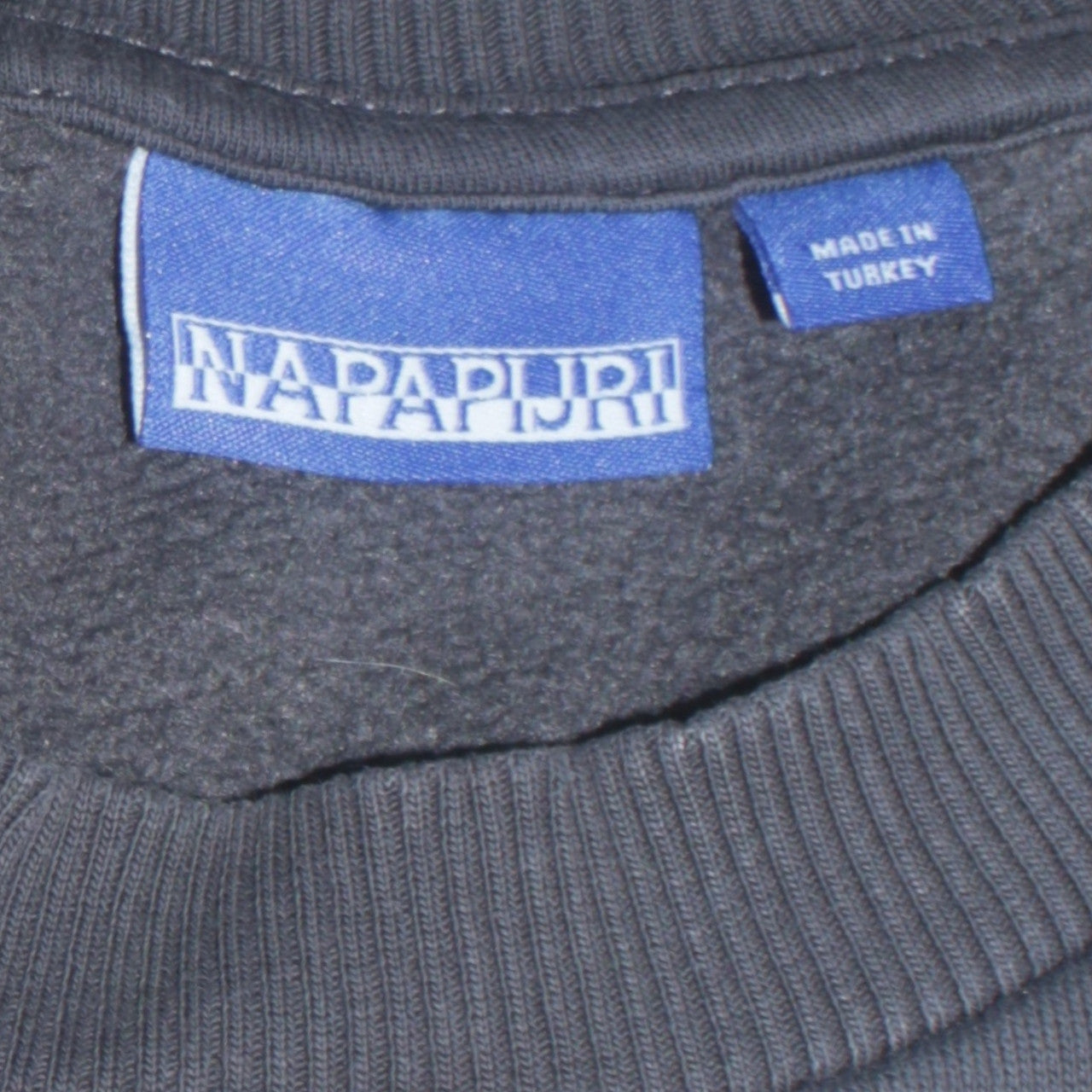 Napapijri Men’s Grey Crew Neck Sweatshirt Size S Logo Pullover
