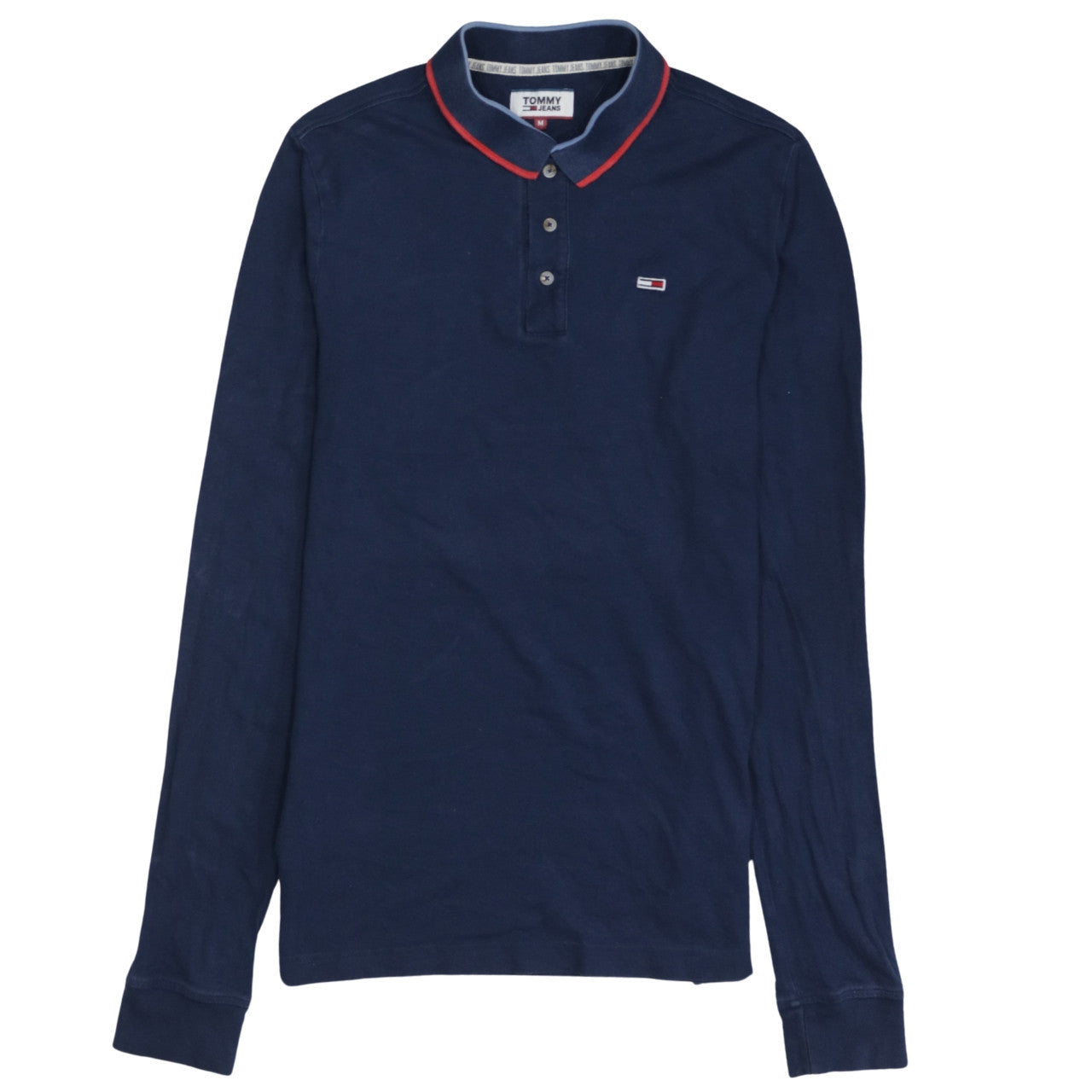 Tommy Jeans Men's Navy Long Sleeve Polo Shirt Size M