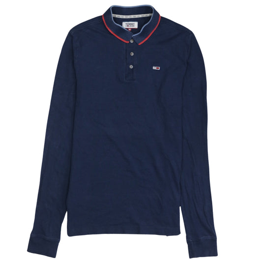 Tommy Jeans Men's Navy Long Sleeve Polo Shirt Size M