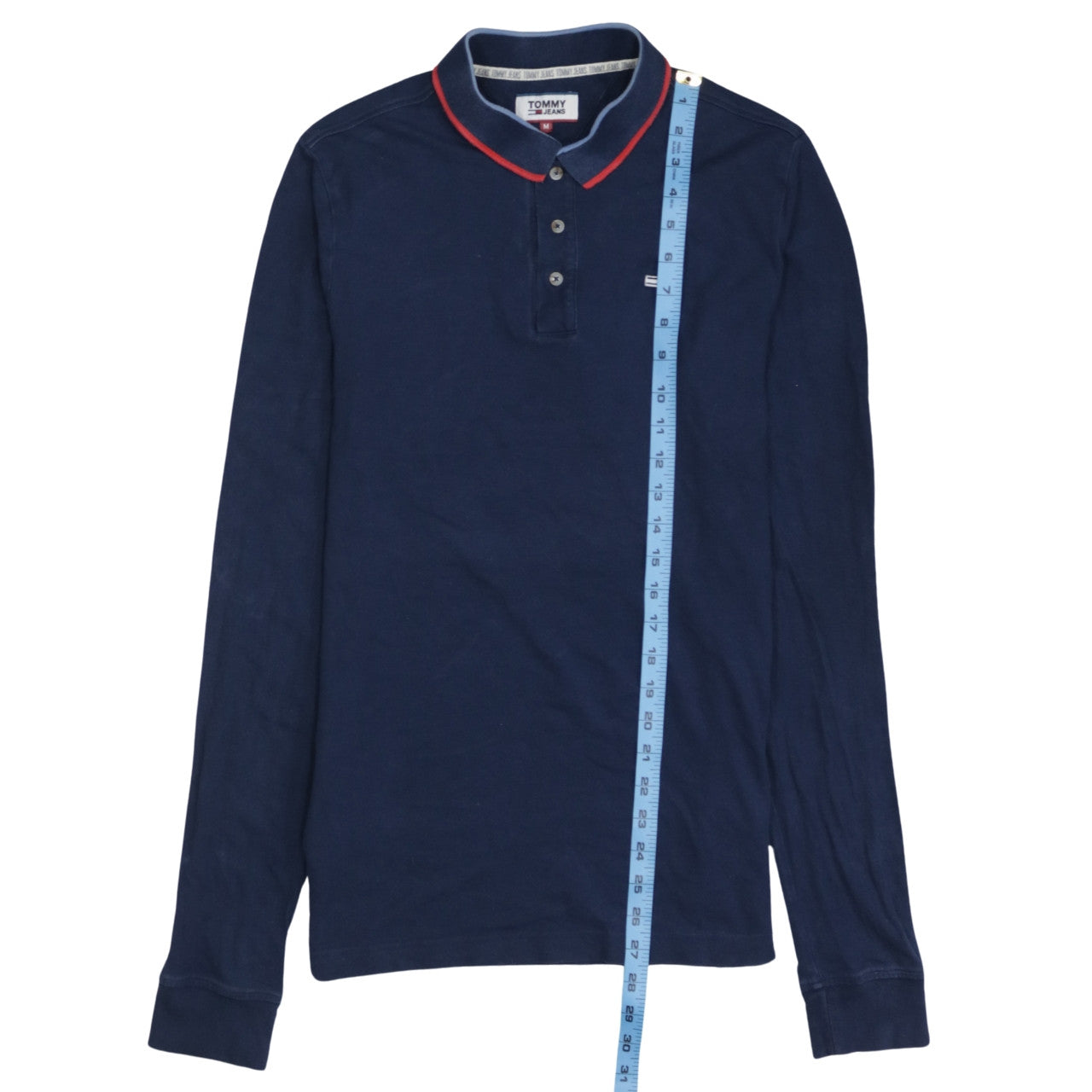 Tommy Jeans Men's Navy Long Sleeve Polo Shirt Size M