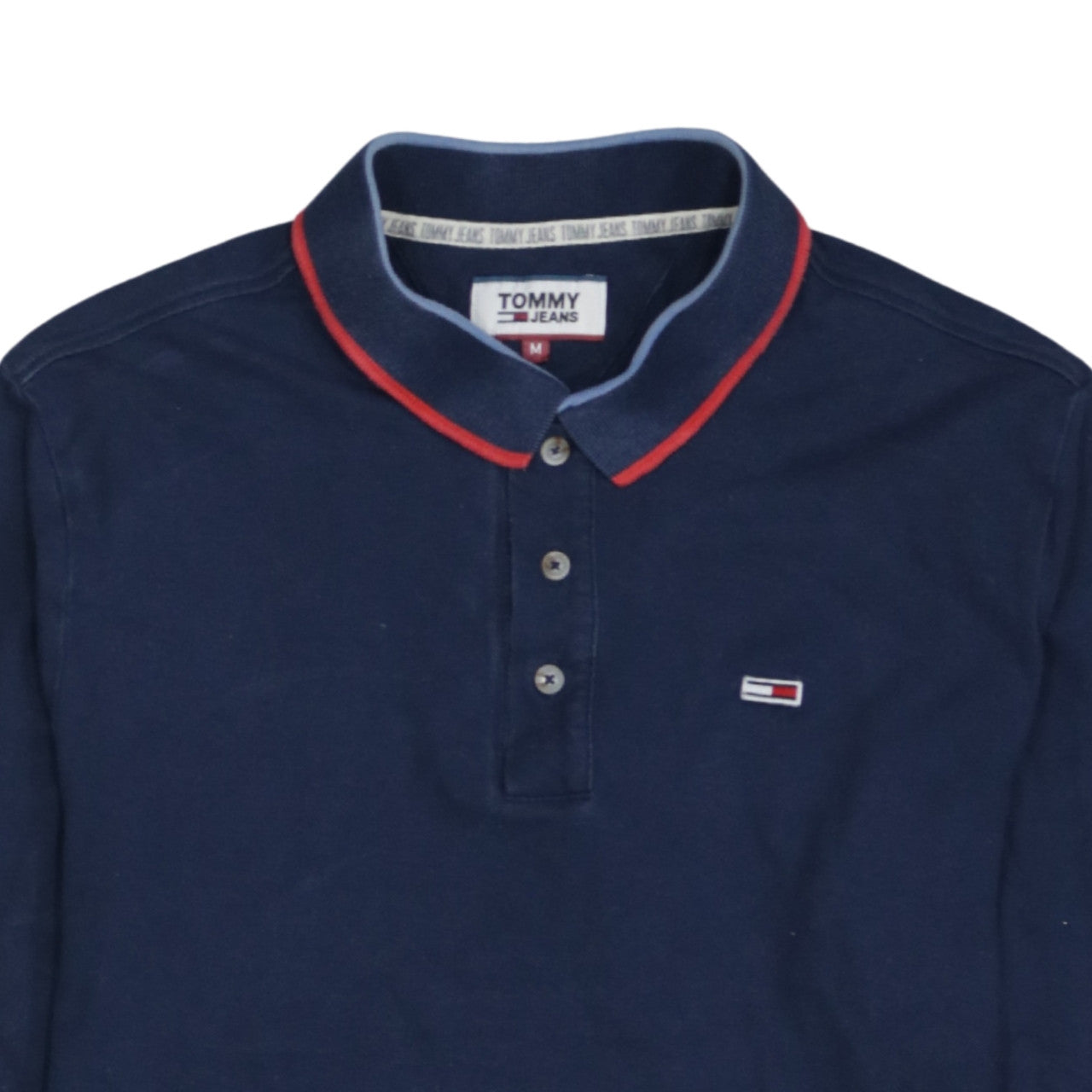 Tommy Jeans Men's Navy Long Sleeve Polo Shirt Size M