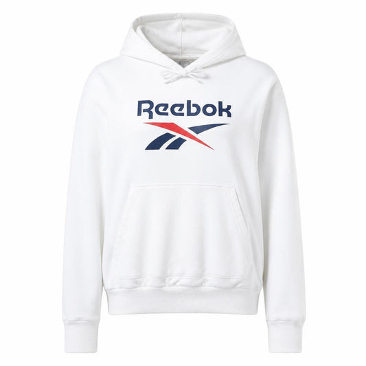 Reebok Women's White Large Pullover Hoodie with Logo Print