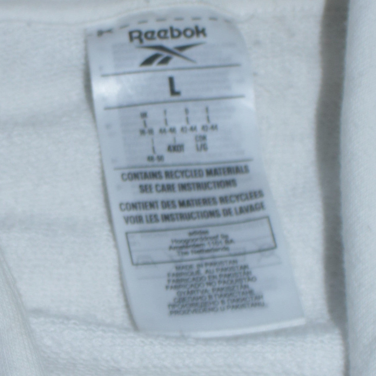 Reebok Women's White Large Pullover Hoodie with Logo Print