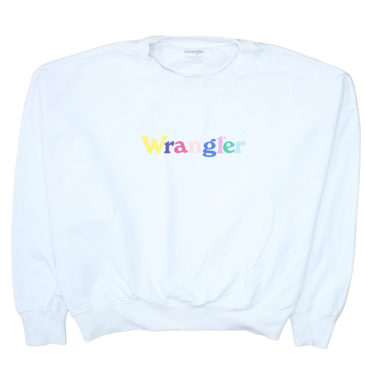 Wrangler Men’s White Logo Crew Neck Cotton Sweatshirt M