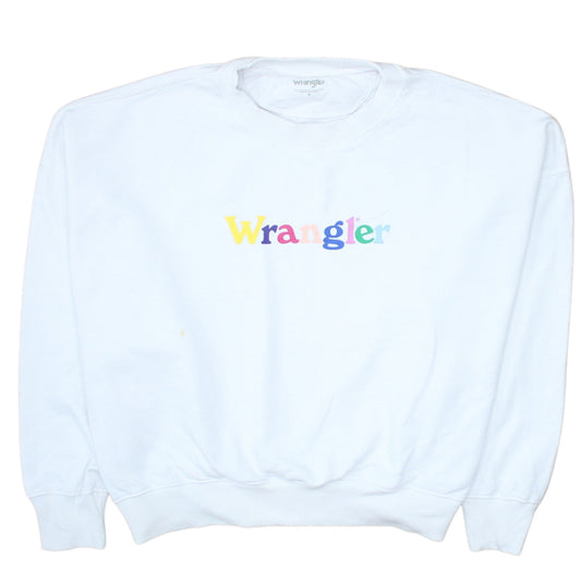 Wrangler Men’s White Logo Crew Neck Cotton Sweatshirt M