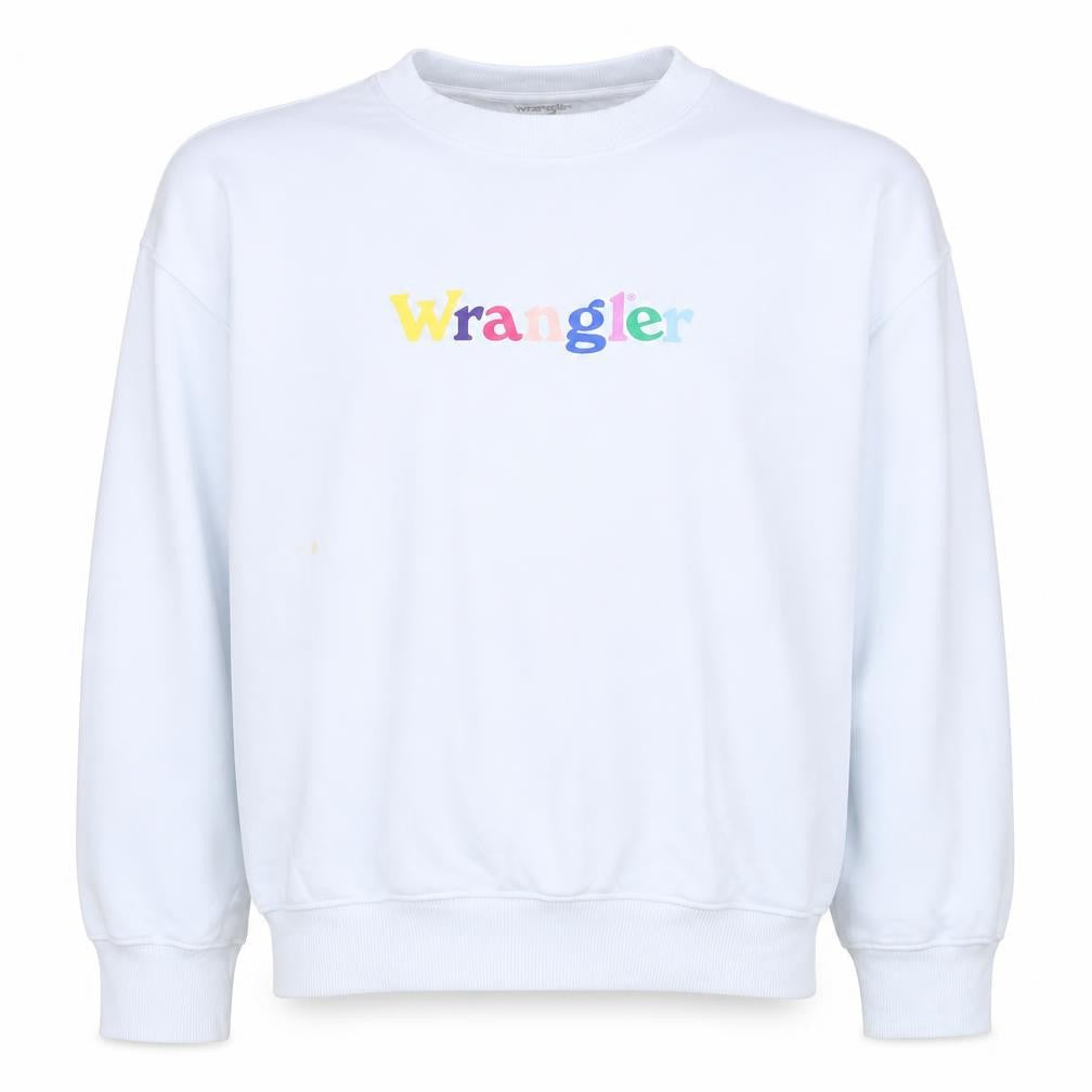 Wrangler Men’s White Logo Crew Neck Cotton Sweatshirt M