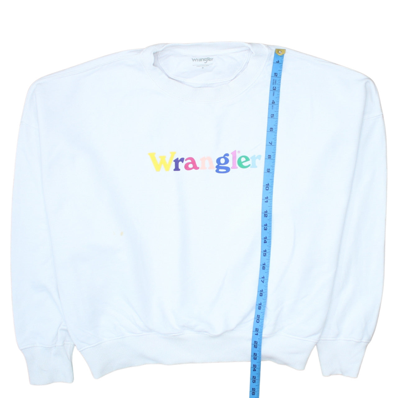 Wrangler Men’s White Logo Crew Neck Cotton Sweatshirt M