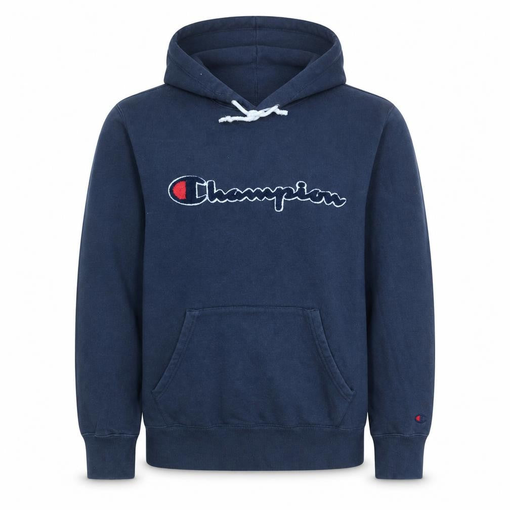 Champion Men's Blue Pullover Hoodie Large Embroidered Logo Cotton