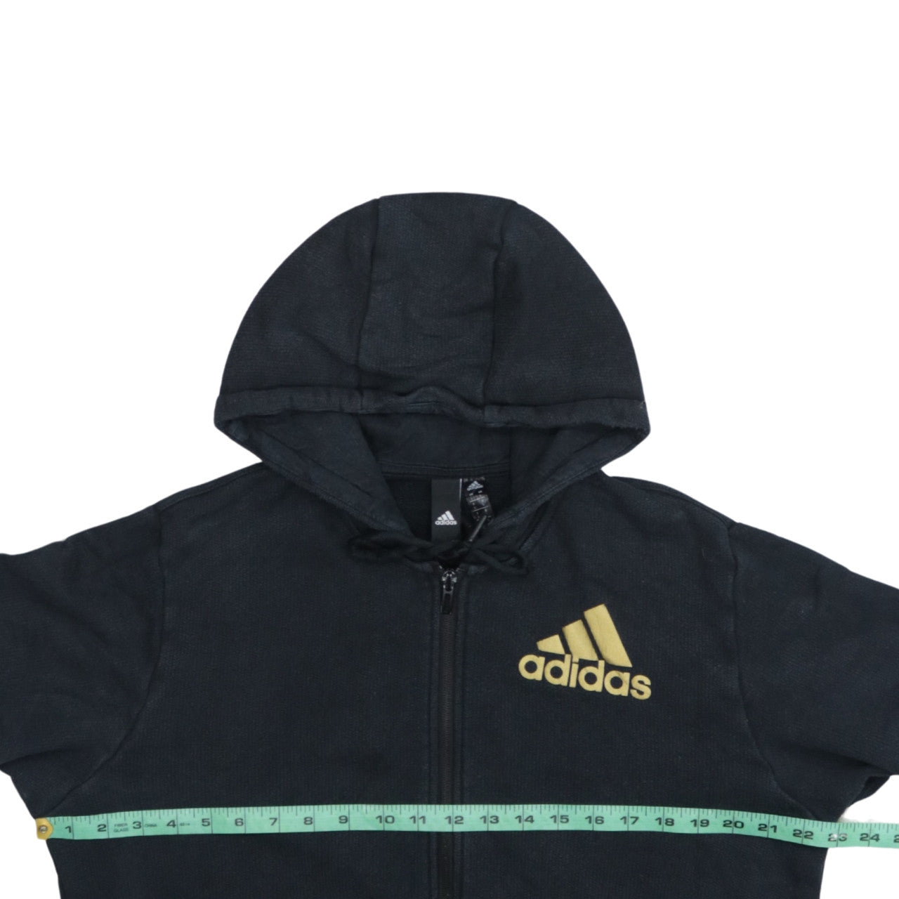 Adidas Men's Black Gold Logo Full Zip Hoodie Size L
