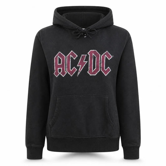 H&M L.O.G.G. Women Black AC/DC Hoodie Size S Cotton Blend Pullover