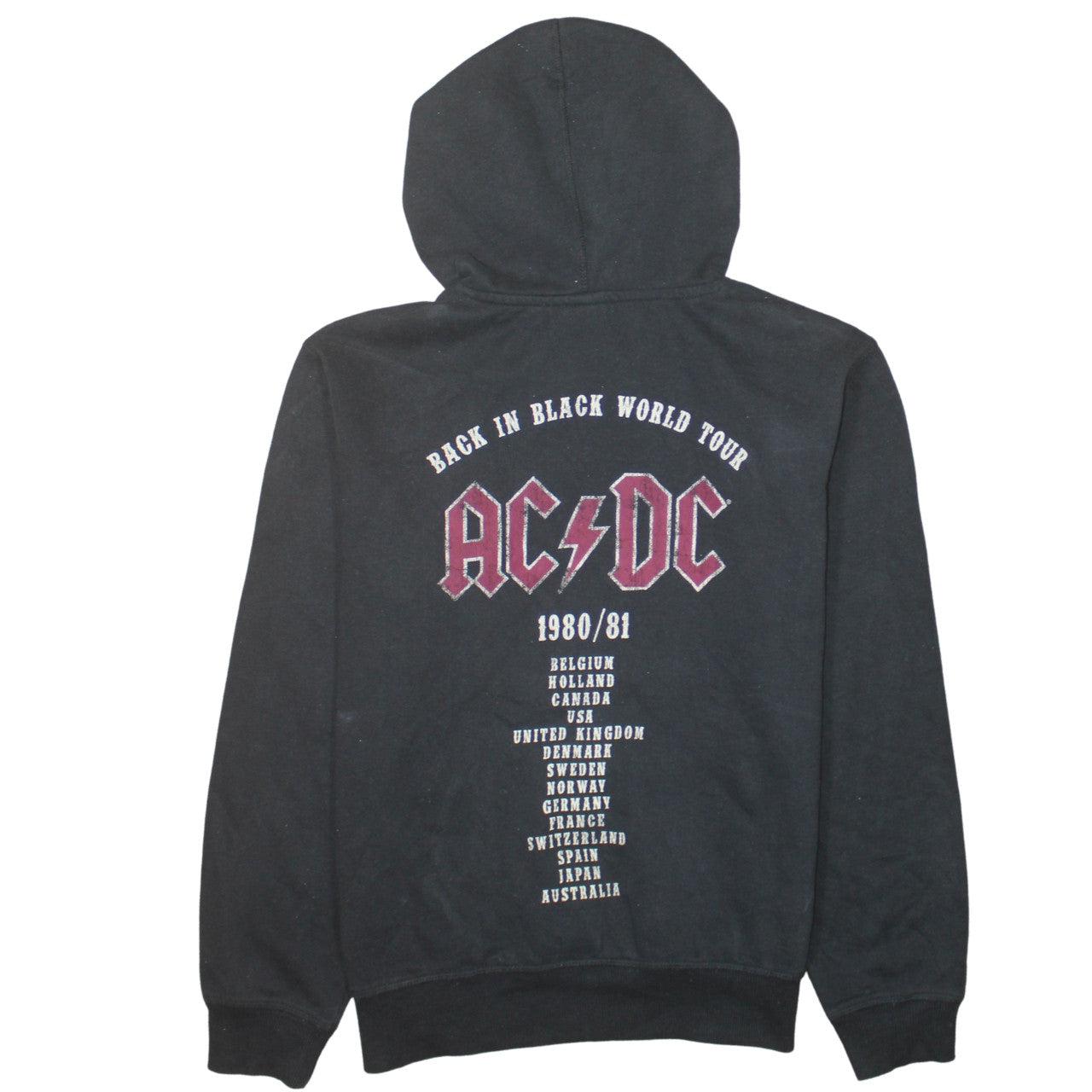 H&M L.O.G.G. Women Black AC/DC Hoodie Size S Cotton Blend Pullover