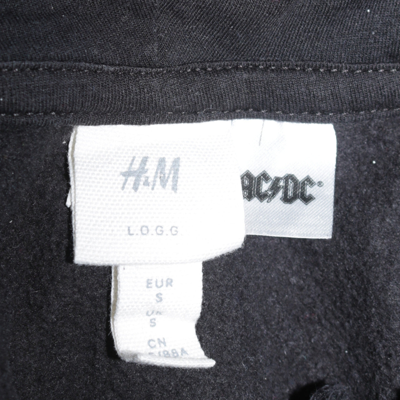 H&M L.O.G.G. Women Black AC/DC Hoodie Size S Cotton Blend Pullover