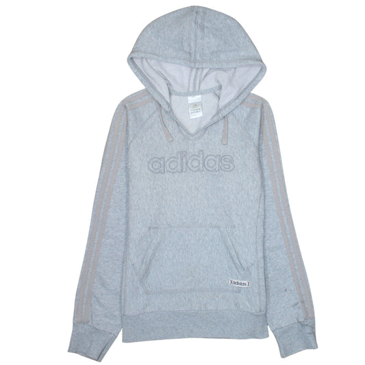 Adidas Womens Grey Hoodie Size M Pullover Hooded Sweatshirt