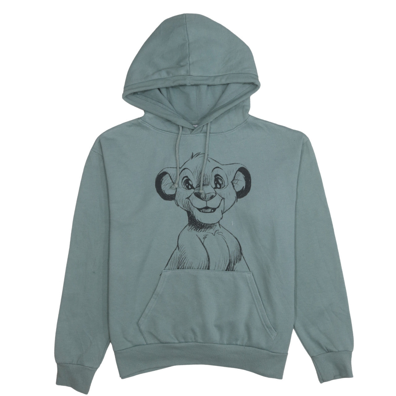 Disney Women Green Hoodie Simba Print Pullover Size 10 Cotton Blend