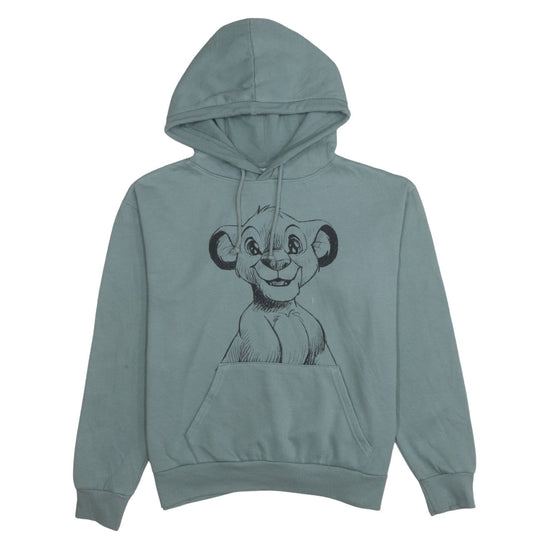 Disney Women Green Hoodie Simba Print Pullover Size 10 Cotton Blend