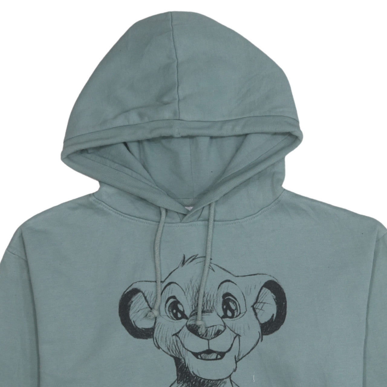 Disney Women Green Hoodie Simba Print Pullover Size 10 Cotton Blend