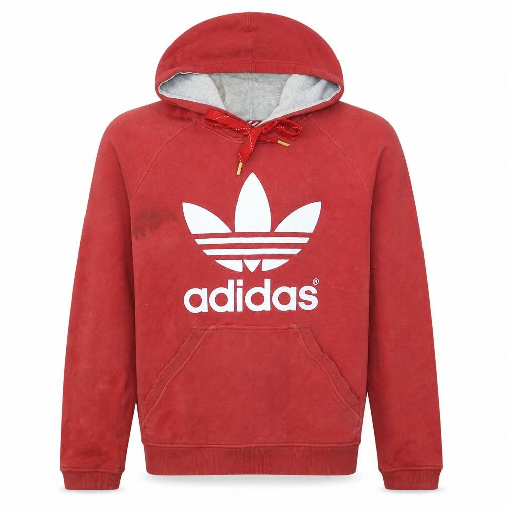 Adidas Men's Red Pullover Hoodie Size S Logo Fleece Sweatshirt