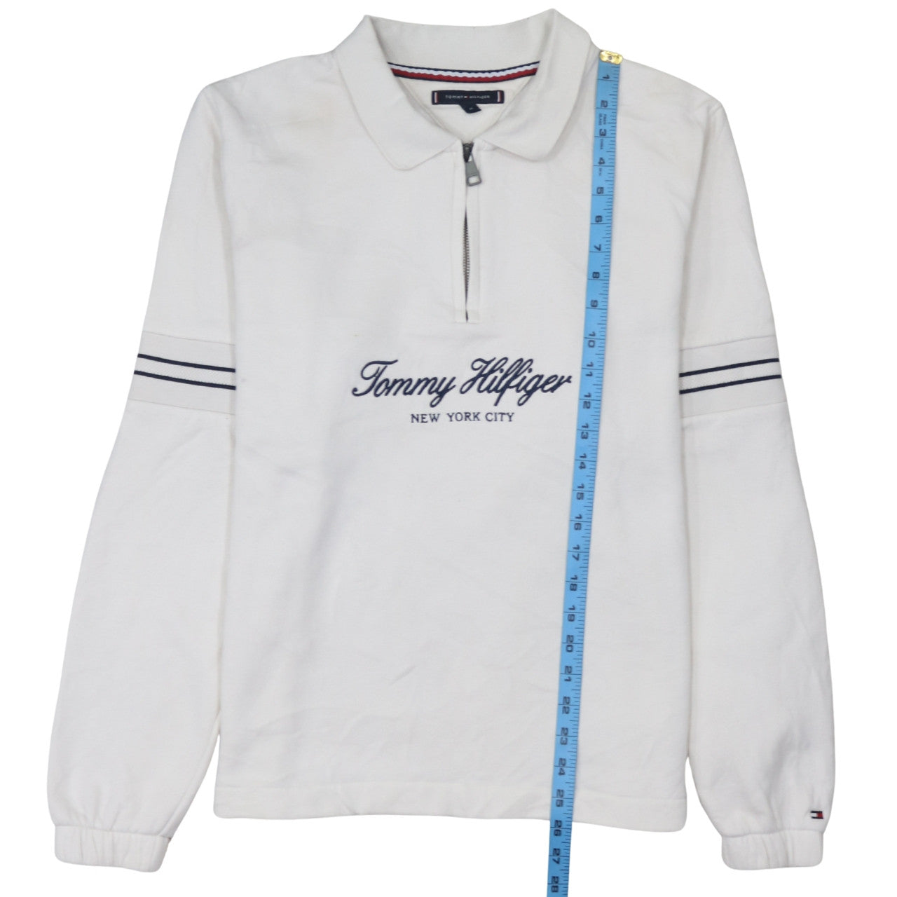 Tommy Hilfiger Men's White Collared 1/4 Zip Sweatshirt M