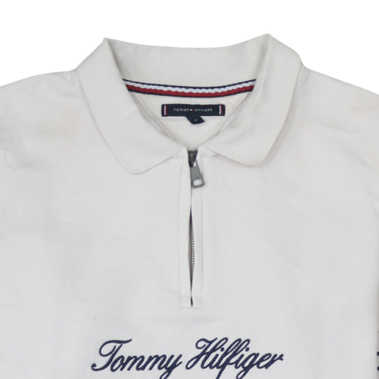 Tommy Hilfiger Men's White Collared 1/4 Zip Sweatshirt M