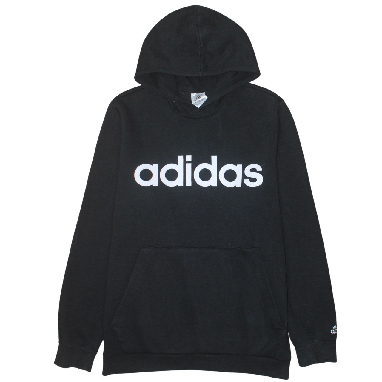 Adidas Mens Black Pullover Hoodie L Sports Logo Fleece