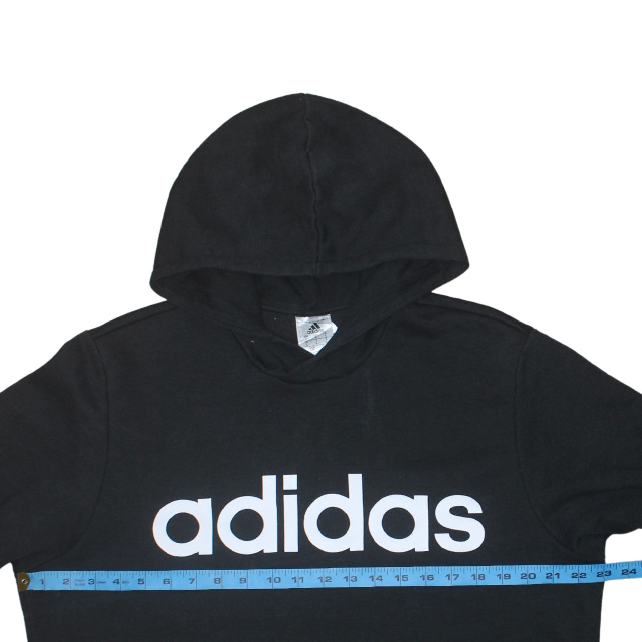 Adidas Mens Black Pullover Hoodie L Sports Logo Fleece