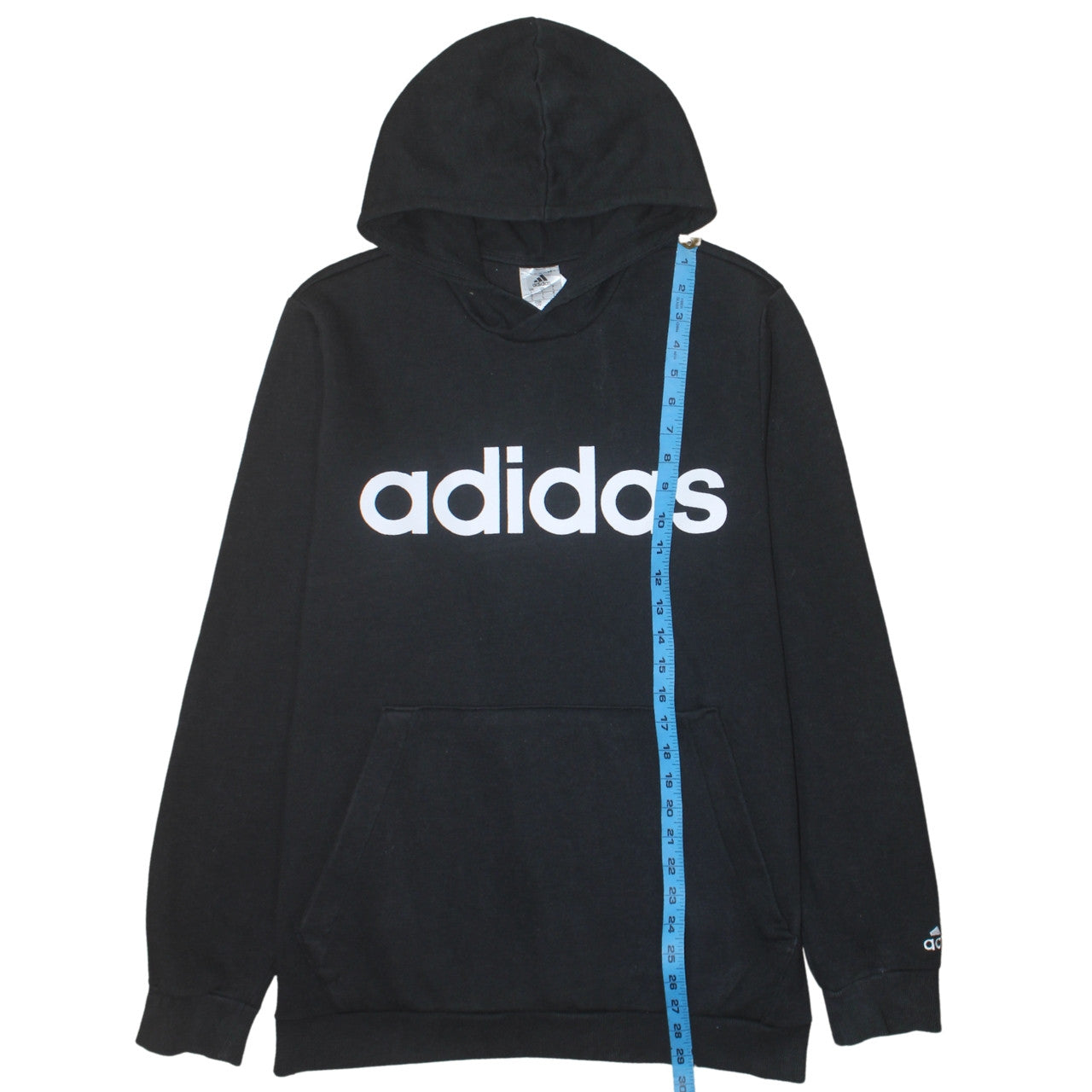 Adidas Mens Black Pullover Hoodie L Sports Logo Fleece