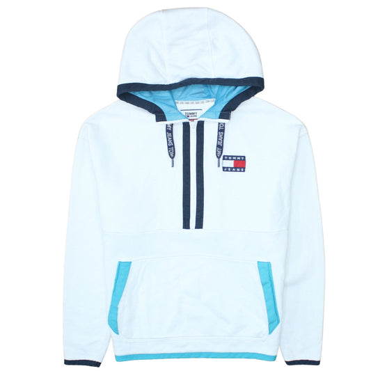 Tommy Jeans Men's White XS Pullover Hoodie Logo Fleece