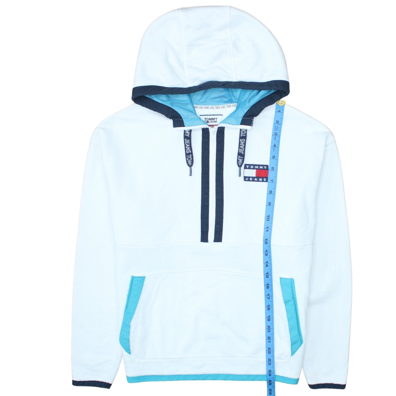 Tommy Jeans Men's White XS Pullover Hoodie Logo Fleece