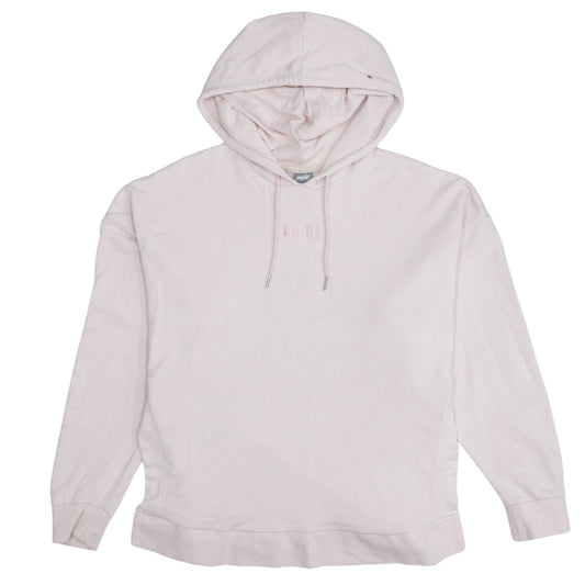 Puma Womens Pink Pullover Hoodie Medium Cotton Embroidered Logo Casual