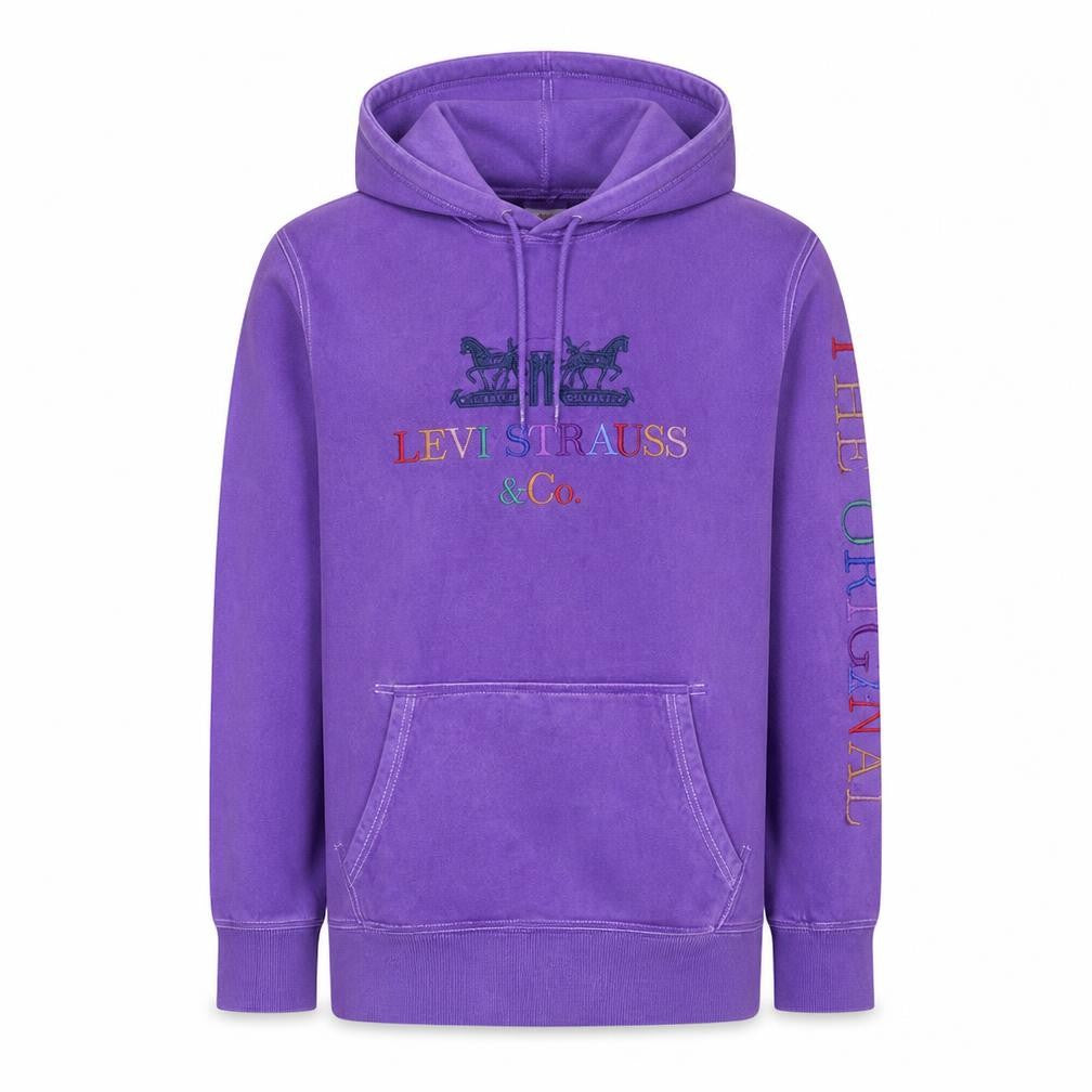 Levi's Men's Purple XS Pullover Hoodie Embroidered Logo Fleece