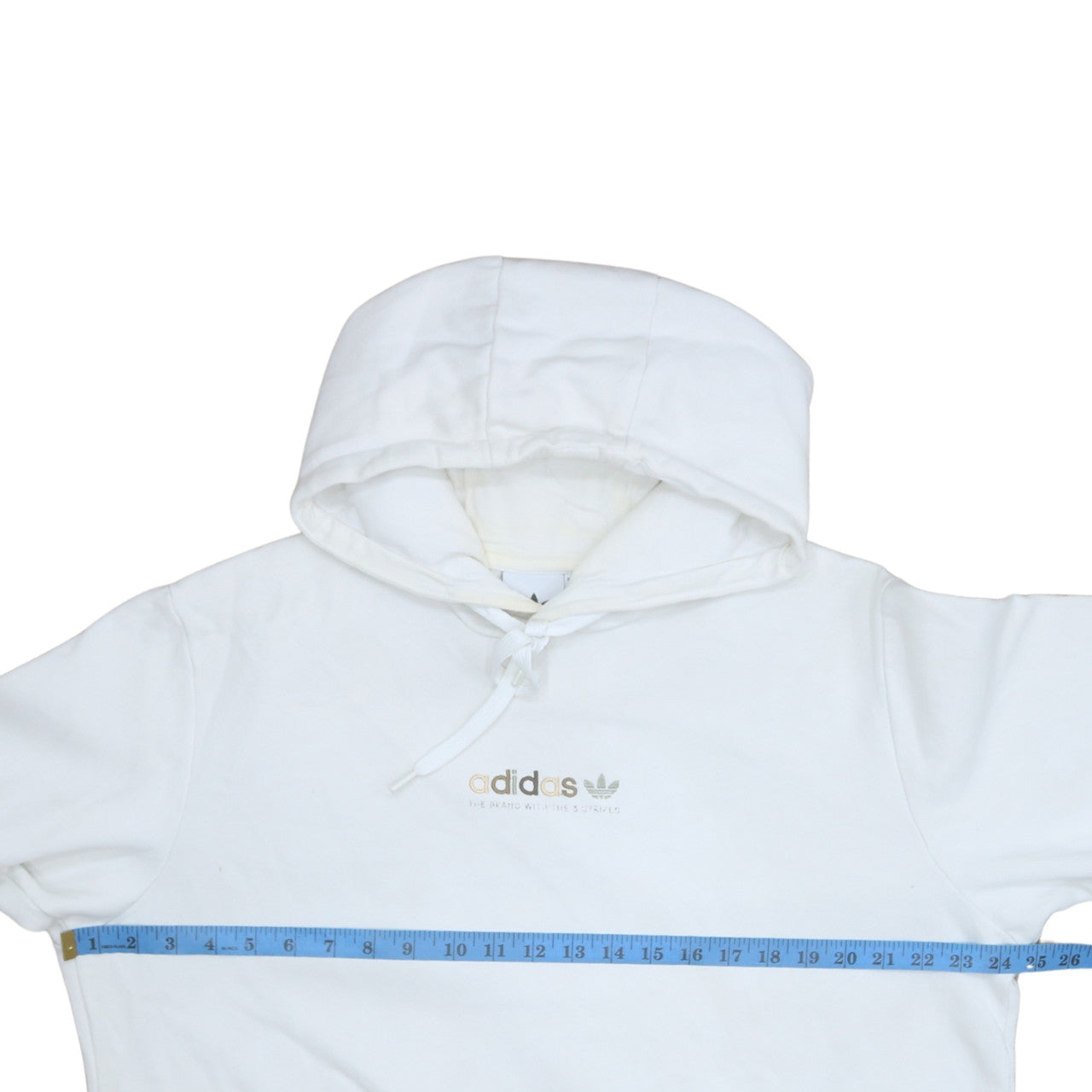 Adidas Women White Pullover Hoodie L Logo Kangaroo Pocket Soft Cotton