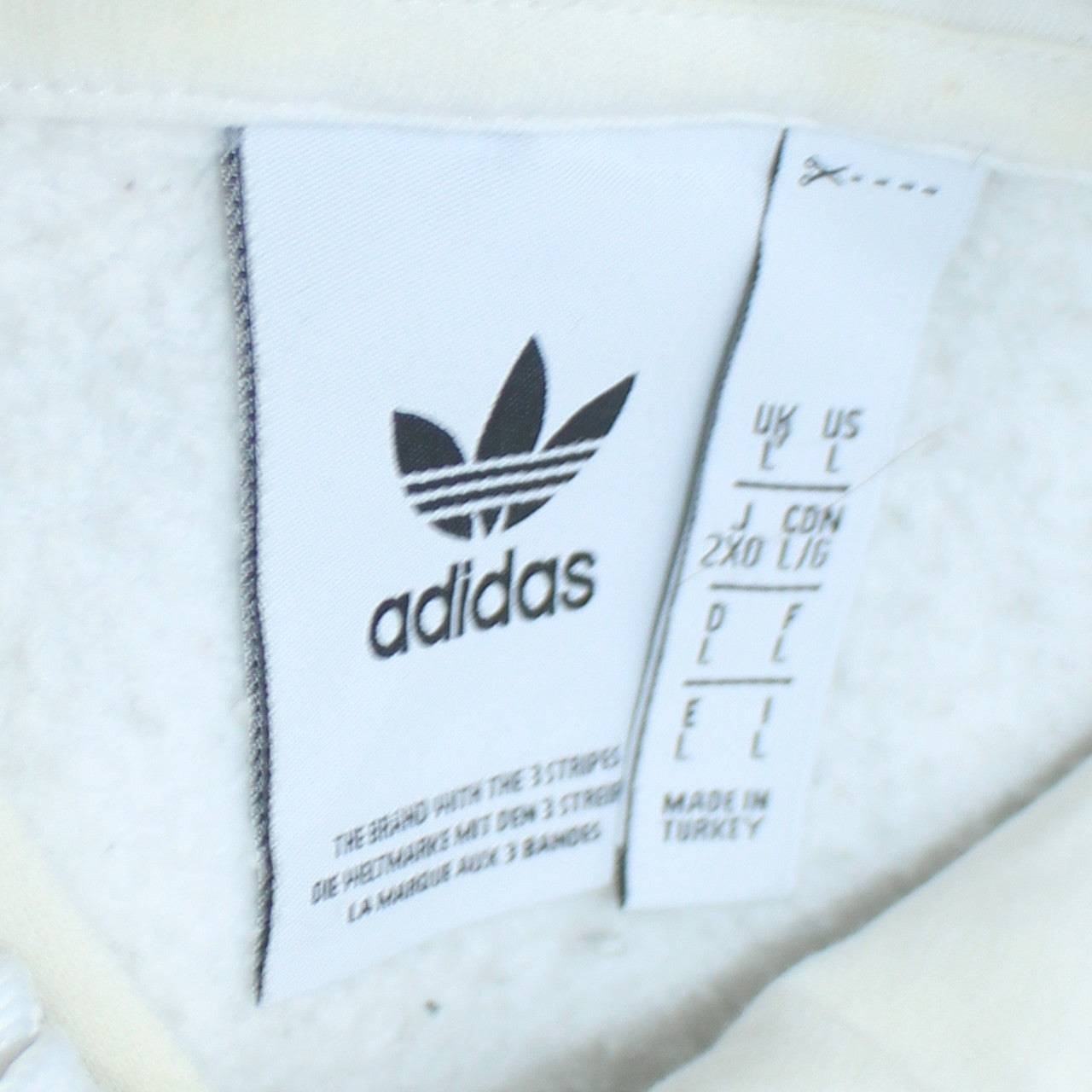 Adidas Women White Pullover Hoodie L Logo Kangaroo Pocket Soft Cotton