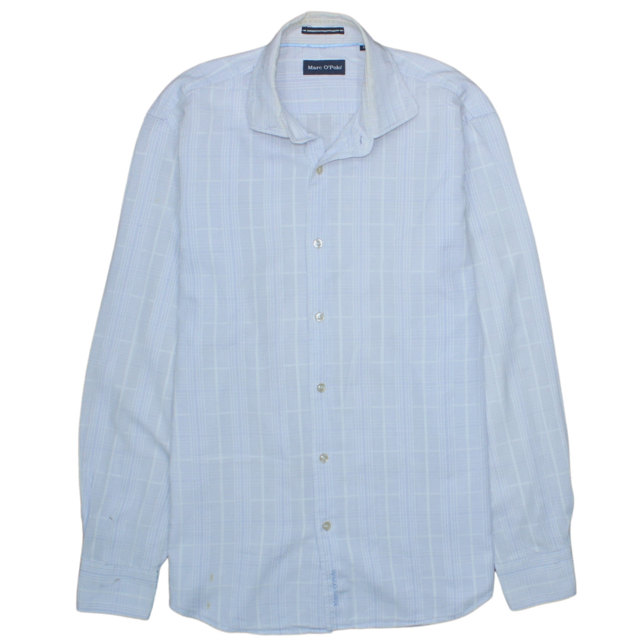 Marc O'Polo Men's Blue Check Cotton Long Sleeve Button-Up Shirt L