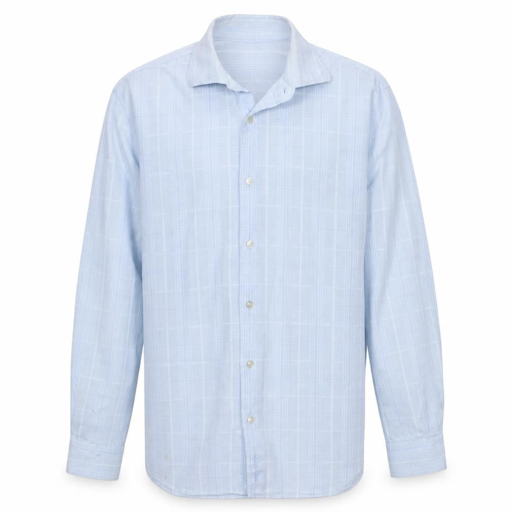 Marc O'Polo Men's Blue Check Cotton Long Sleeve Button-Up Shirt L
