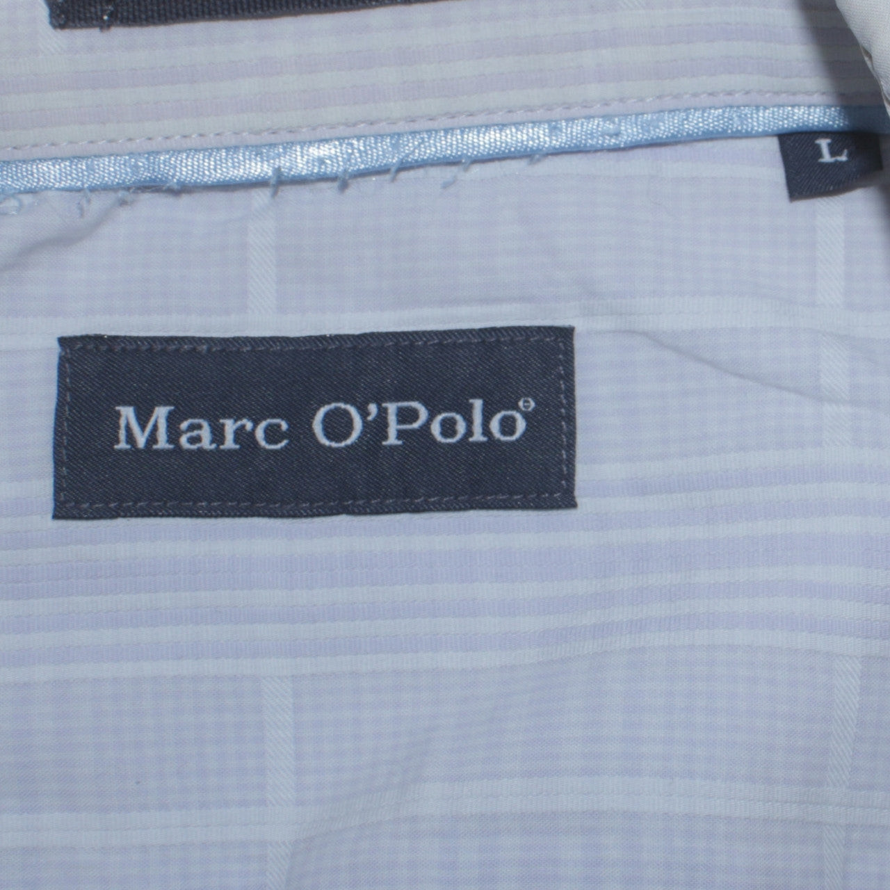 Marc O'Polo Men's Blue Check Cotton Long Sleeve Button-Up Shirt L