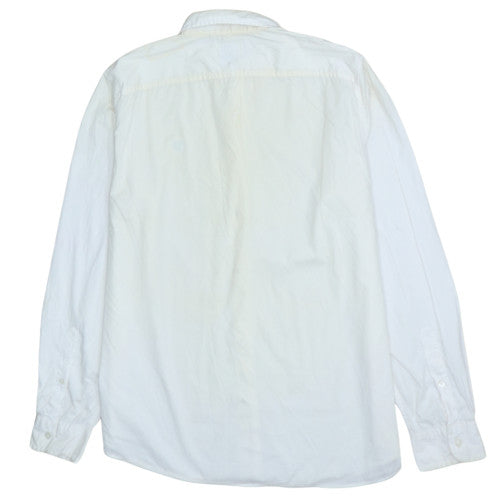 Timberland Men's White Slim Fit Long Sleeve Cotton Button-Up Shirt M