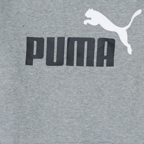 Puma Men's Grey Hoodie Small Pullover Logo Graphic Sweatshirt