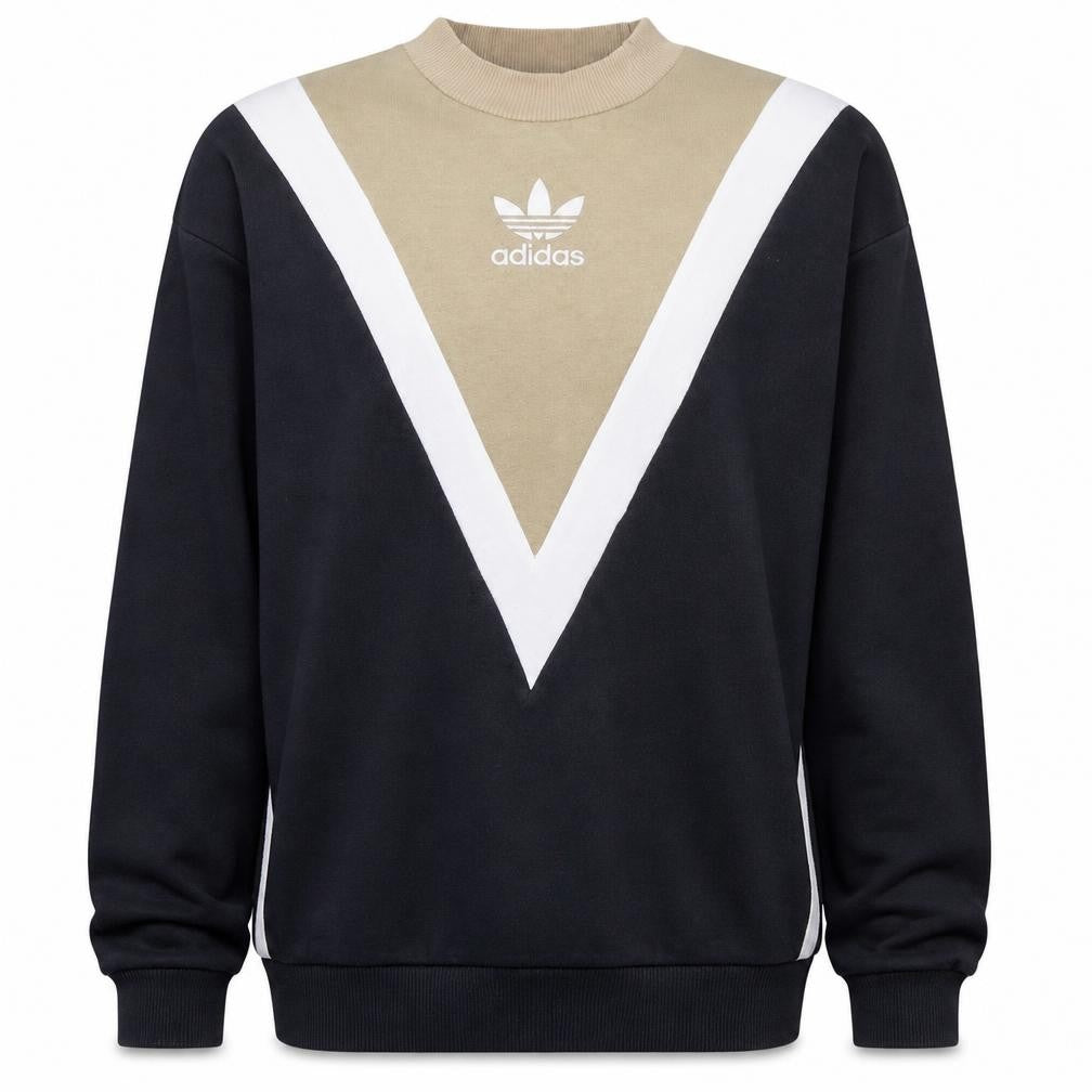 Adidas Women Beige & Black Colourblock Sweatshirt Size 4 Classic Fit