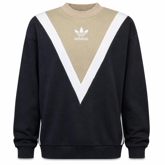 Adidas Women Beige & Black Colourblock Sweatshirt Size 4 Classic Fit