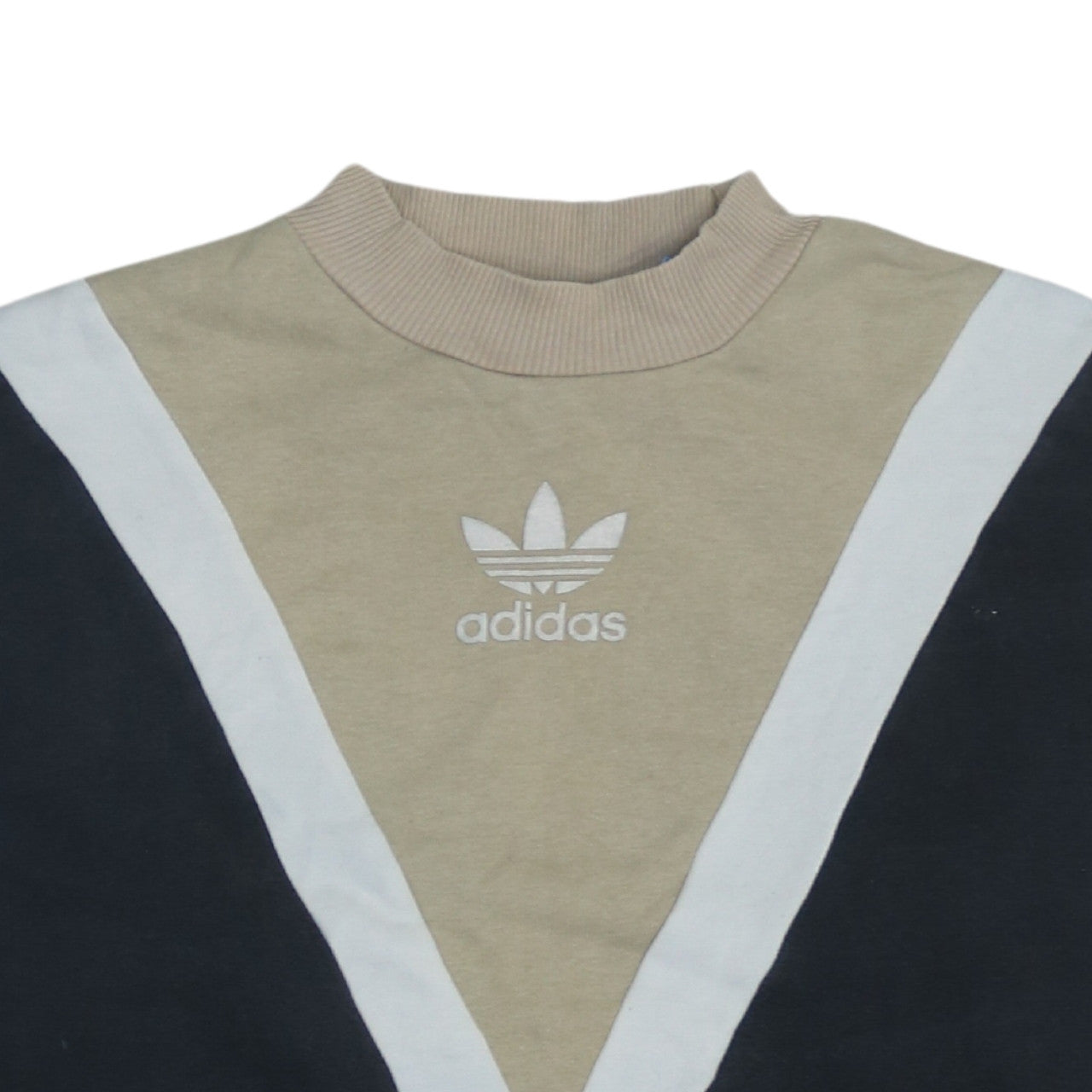 Adidas Women Beige & Black Colourblock Sweatshirt Size 4 Classic Fit
