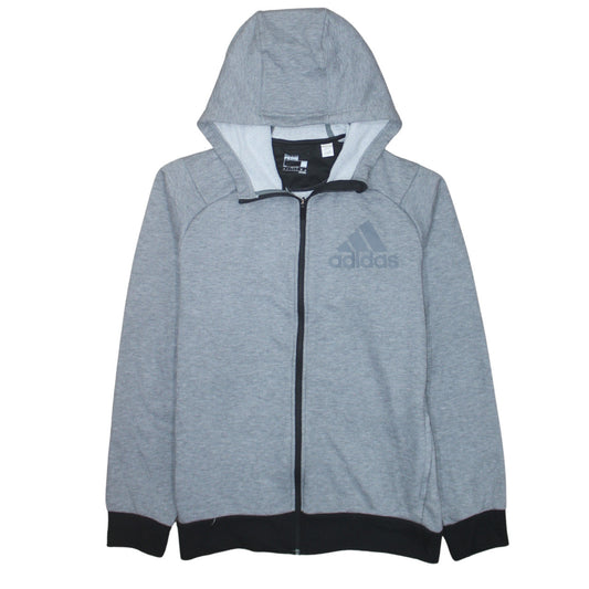 Adidas Men Grey Full Zip Hoodie L Climalite Sportswear