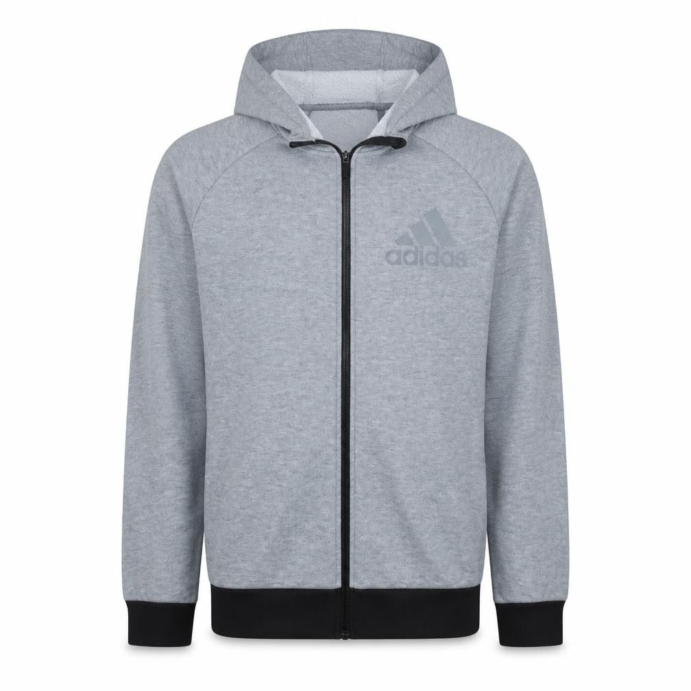 Adidas Men Grey Full Zip Hoodie L Climalite Sportswear