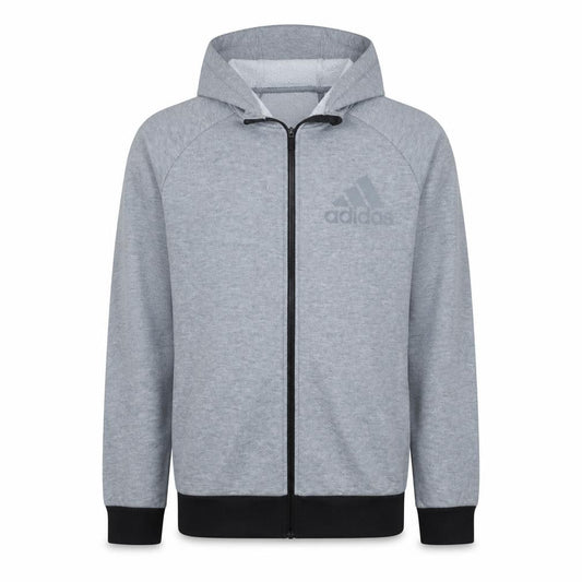 Adidas Men Grey Full Zip Hoodie L Climalite Sportswear