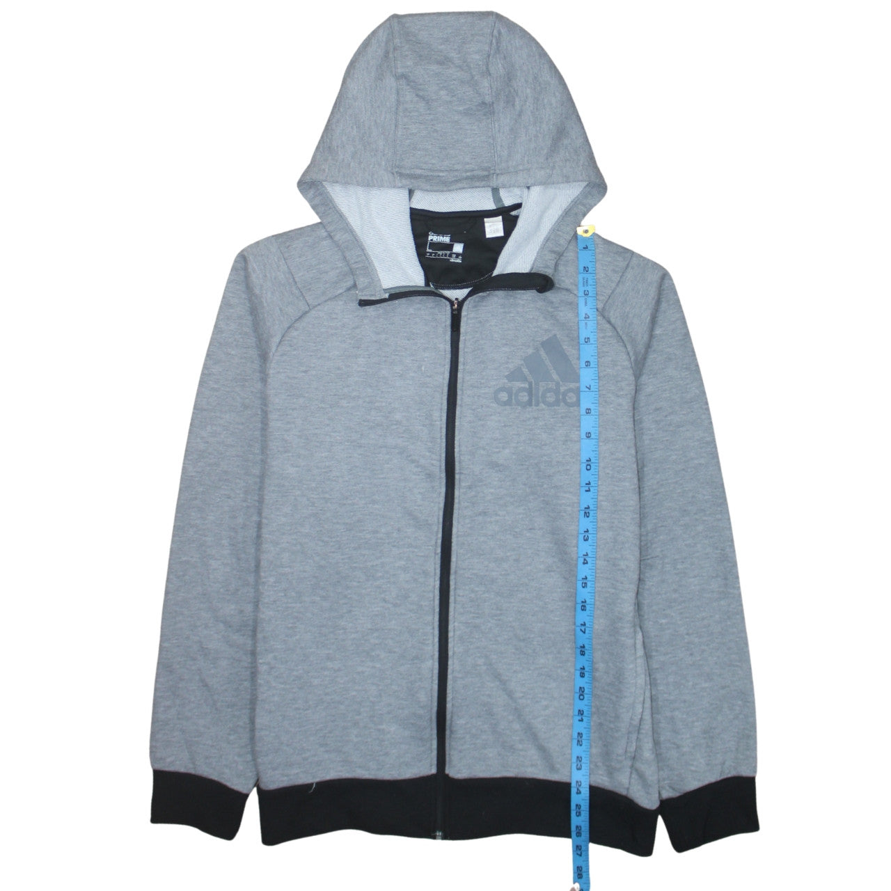 Adidas Men Grey Full Zip Hoodie L Climalite Sportswear