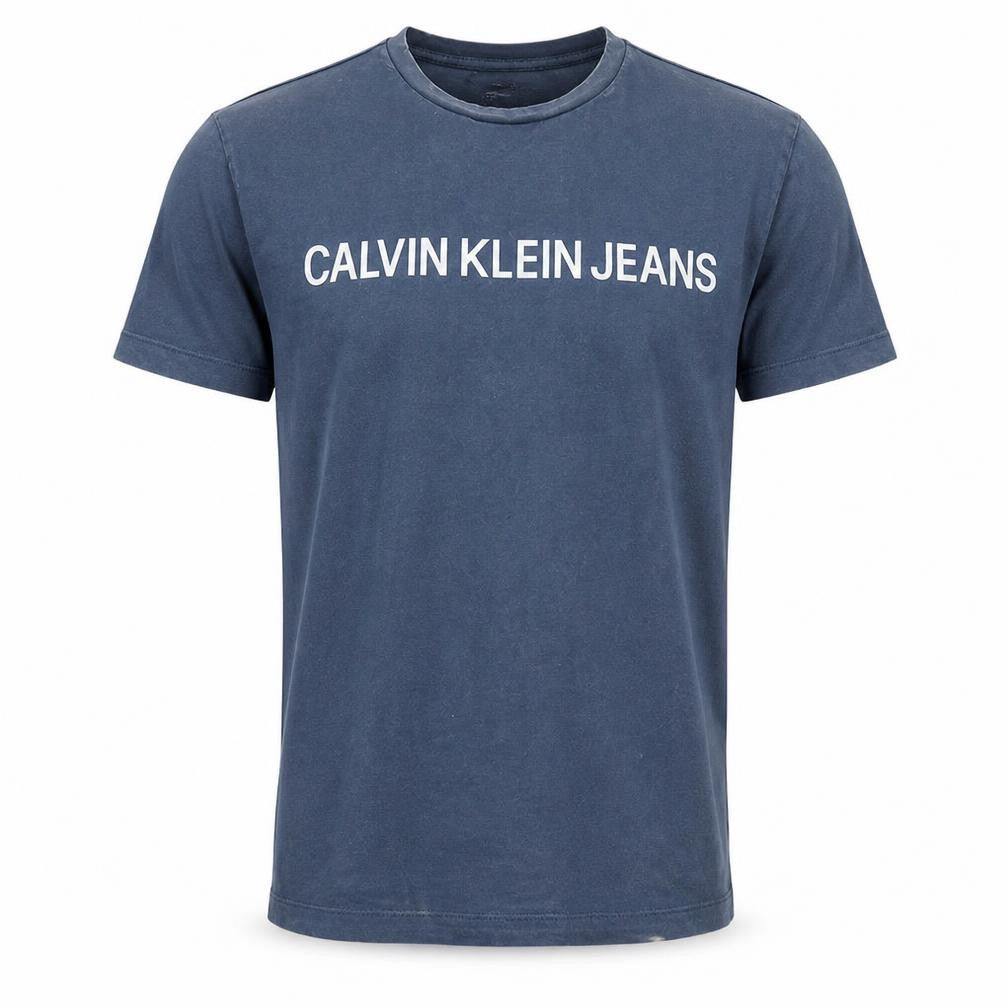 Calvin Klein Jeans Men's Navy Blue Crew Neck Cotton T-Shirt M