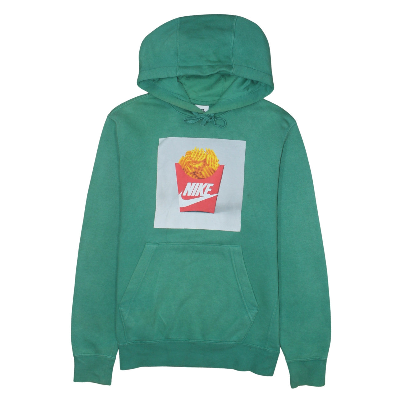 Nike Men's Green XS Pullover Hoodie with Funny Fries Print
