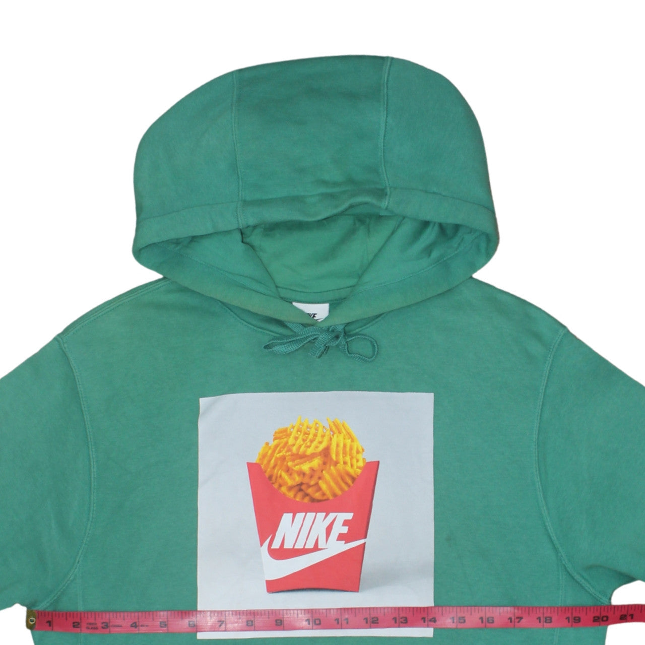Nike Men's Green XS Pullover Hoodie with Funny Fries Print