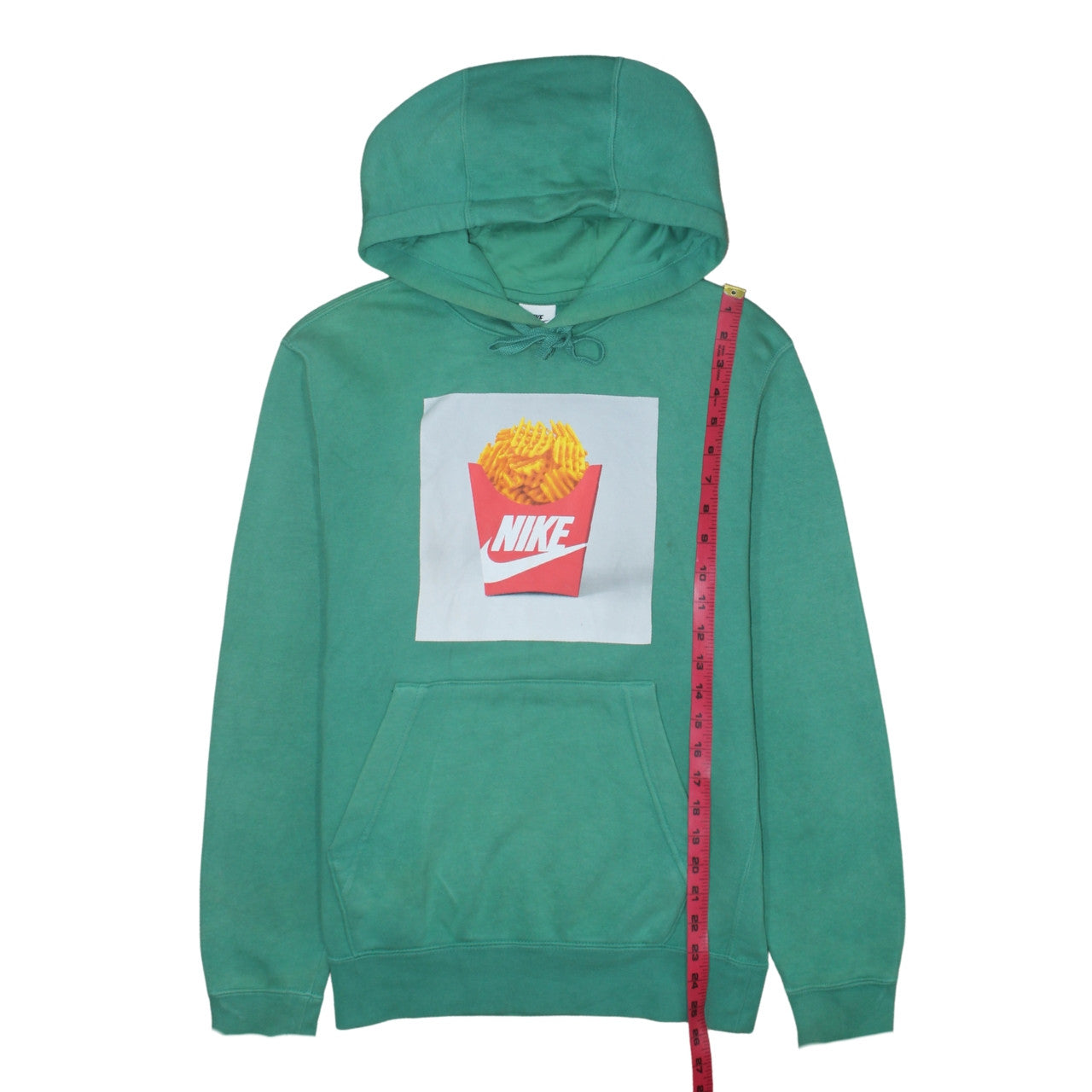 Nike Men's Green XS Pullover Hoodie with Funny Fries Print
