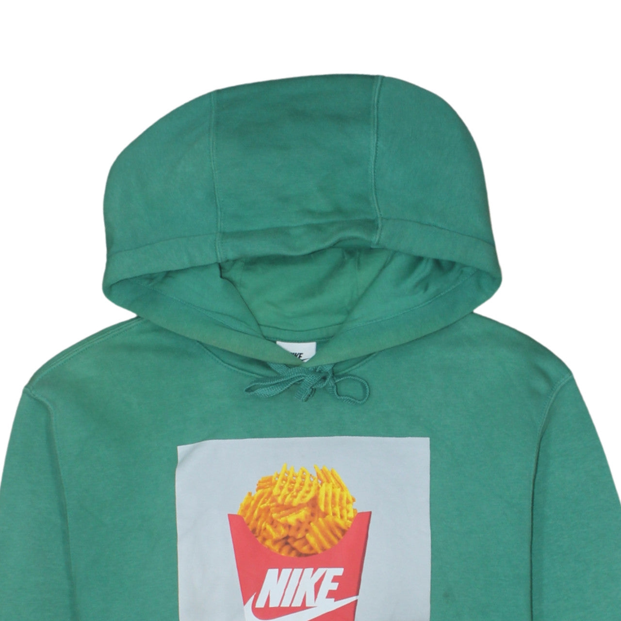 Nike Men's Green XS Pullover Hoodie with Funny Fries Print