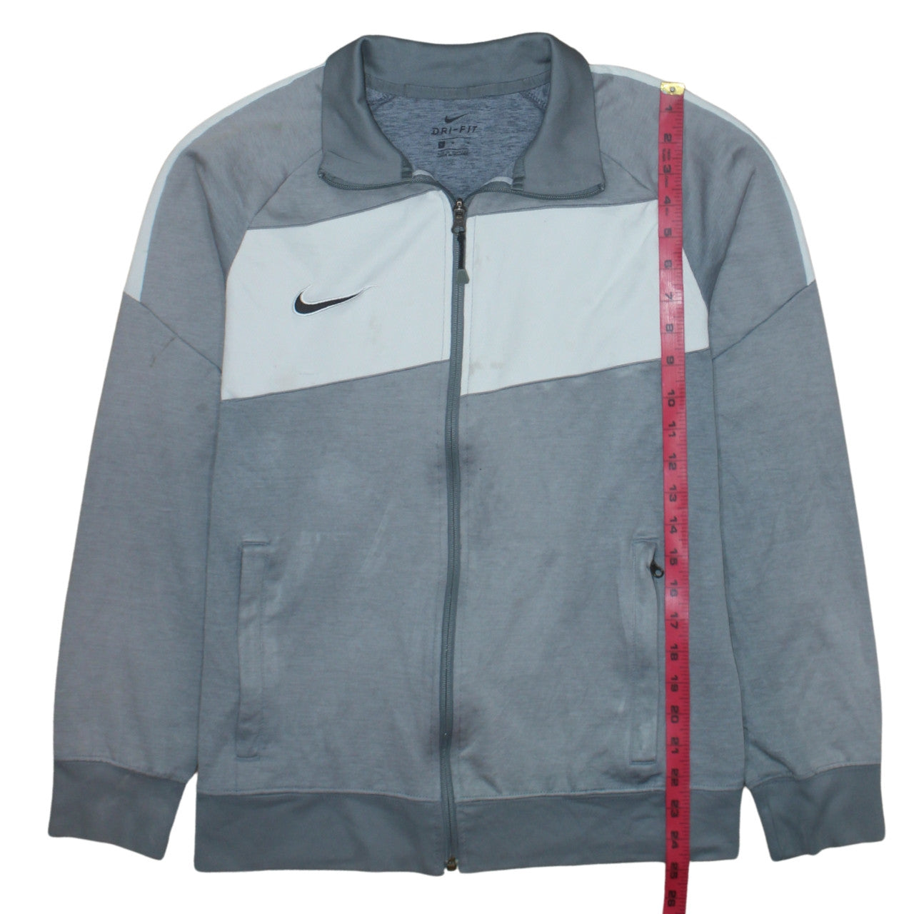 Nike Men's Grey Dri-Fit Full Zip Sports Sweatshirt M